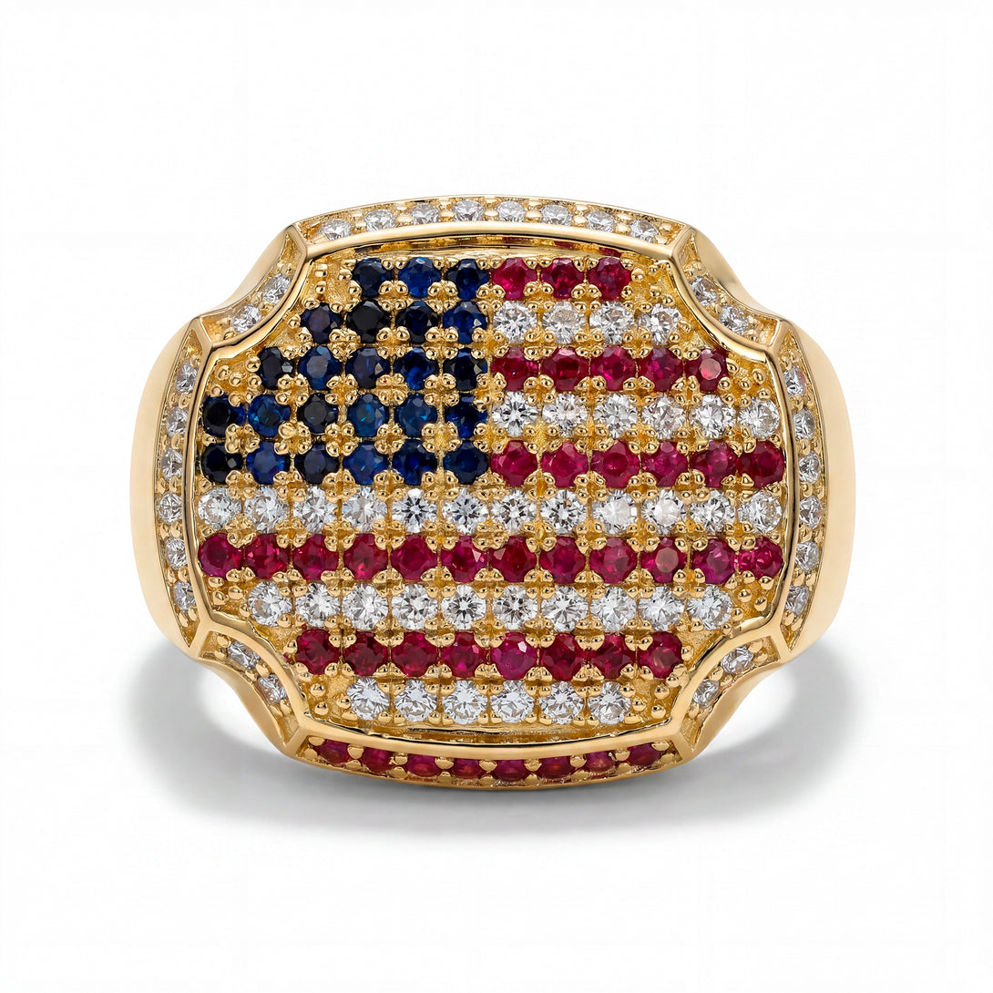 American Flag Men Signet Ring - Carl No. 4