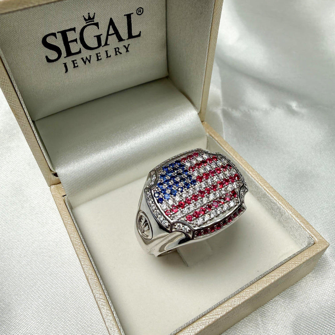 American Flag Men Signet Ring - Carl No. 6
