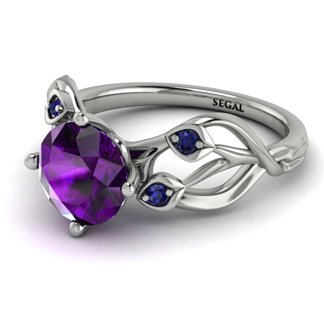 Amethyst Blossom 14K Golden Nature Inspired Engagement Ring - Haley No. 315
