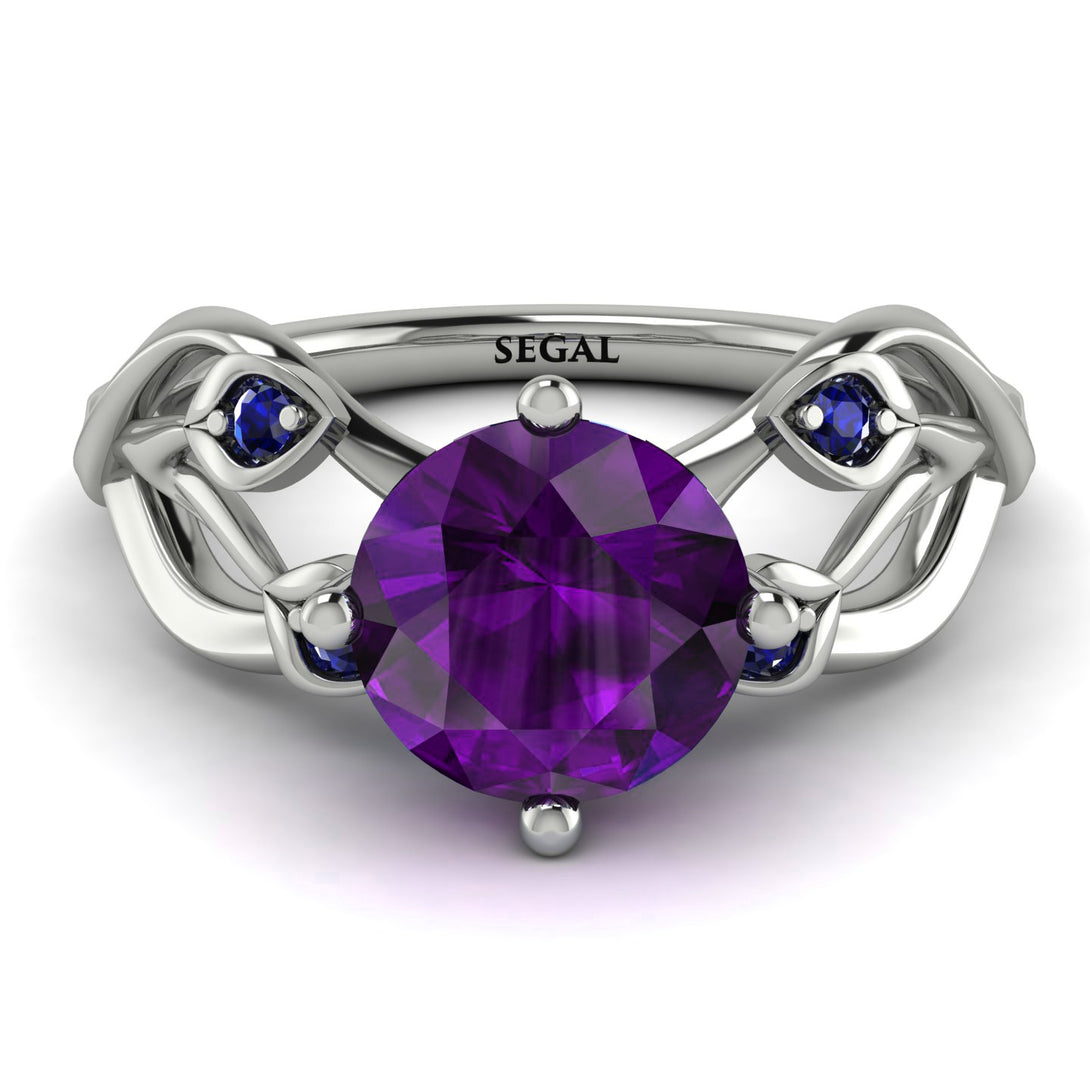 Amethyst Blossom 14K Golden Nature Inspired Engagement Ring - Haley No. 315