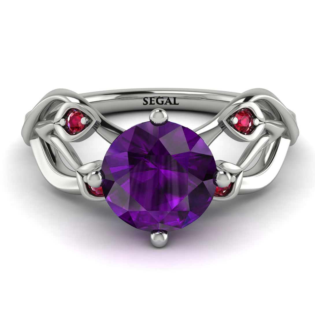 Amethyst Blossom 14K Golden Nature Inspired Engagement Ring - Haley No. 312