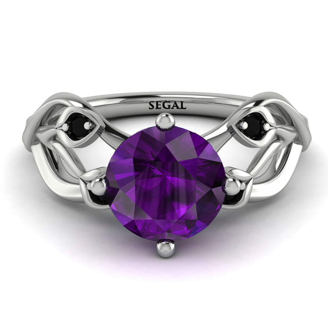 Amethyst Blossom 14K Golden Nature Inspired Engagement Ring - Haley No. 309