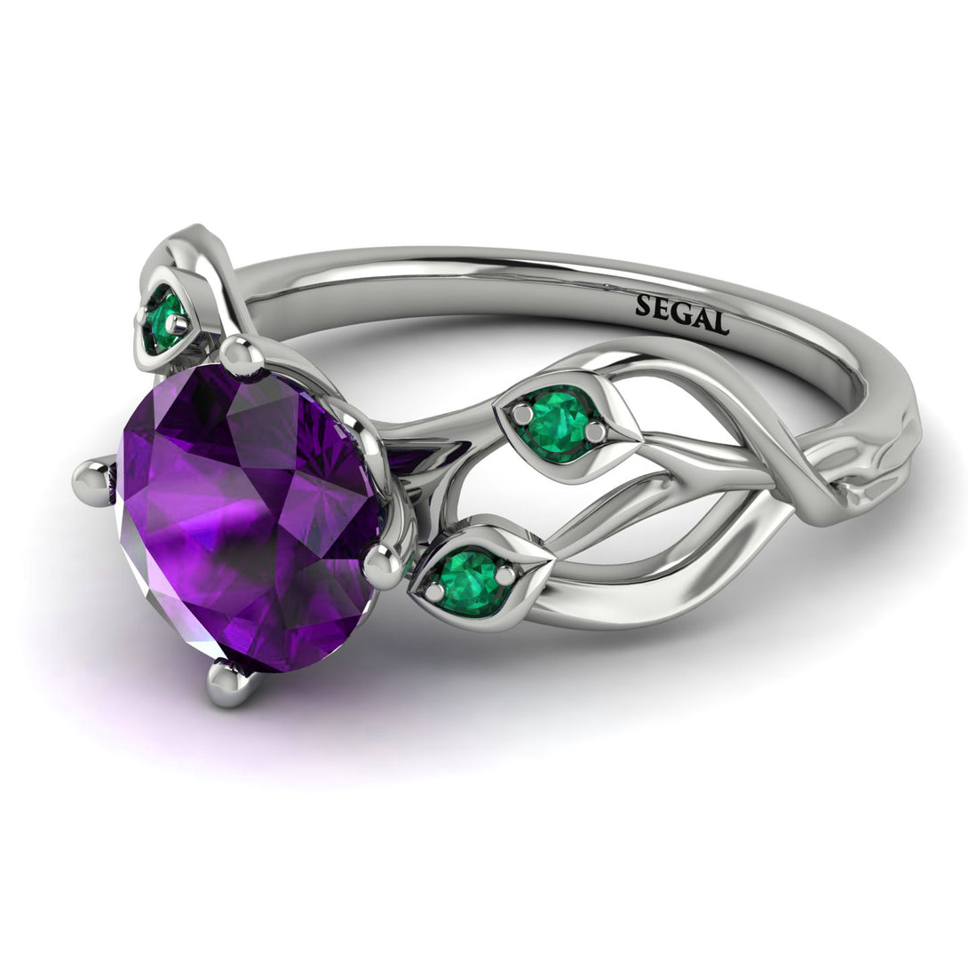 Amethyst Blossom 14K Golden Nature Inspired Engagement Ring - Haley No. 306
