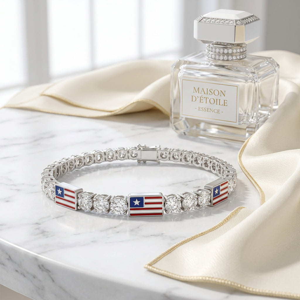 Diamond Tennis Bracelet with United States Flag no. 3