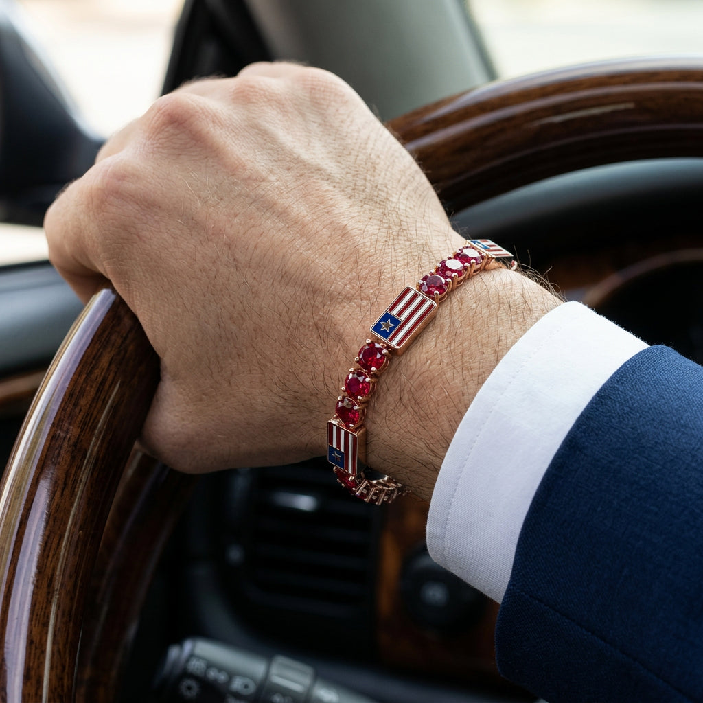 Ruby Tennis Bracelet with United States Flag no. 11