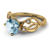 Aquamarine Blossom 14K Golden Nature Inspired Engagement Ring - Haley No. 401 image 1