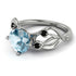 Aquamarine Blossom 14K Golden Nature Inspired Engagement Ring - Haley No. 409