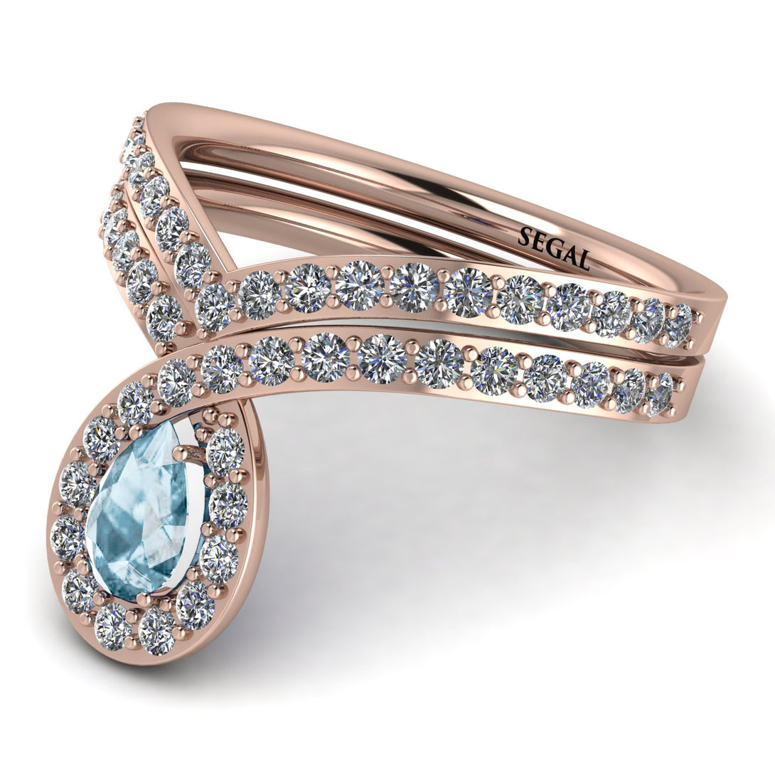 Aquamarine Pear Shape Stacking Bridal Set - Emilia No. 402