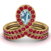 Aquamarine Pear Shape Stacking Bridal Set - Emilia No. 410 image 1