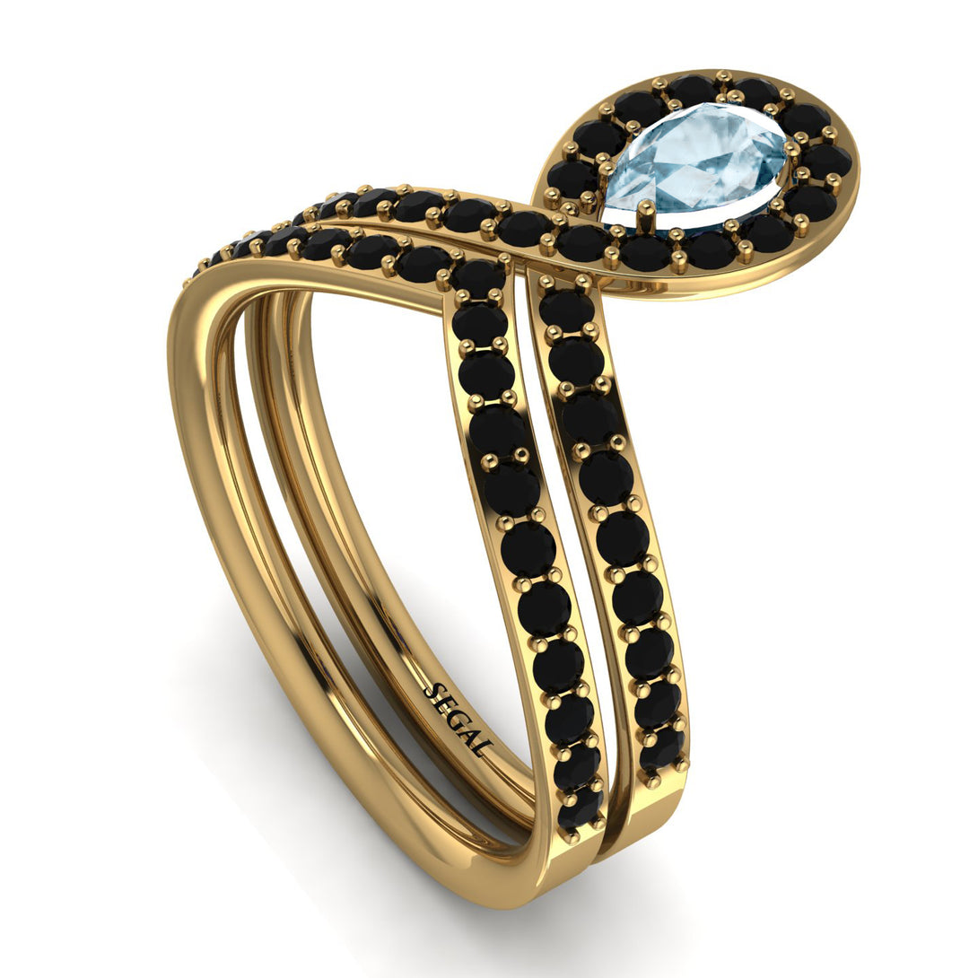 Aquamarine Pear Shape Stacking Bridal Set - Emilia No. 407