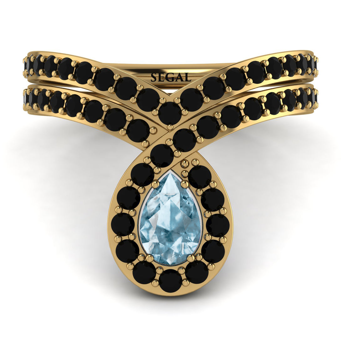 Aquamarine Pear Shape Stacking Bridal Set - Emilia No. 407