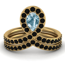 Aquamarine Pear Shape Stacking Bridal Set - Emilia No. 407 image 1