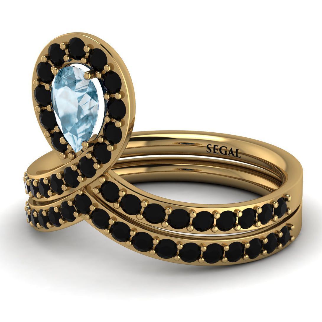 Aquamarine Pear Shape Stacking Bridal Set - Emilia No. 407