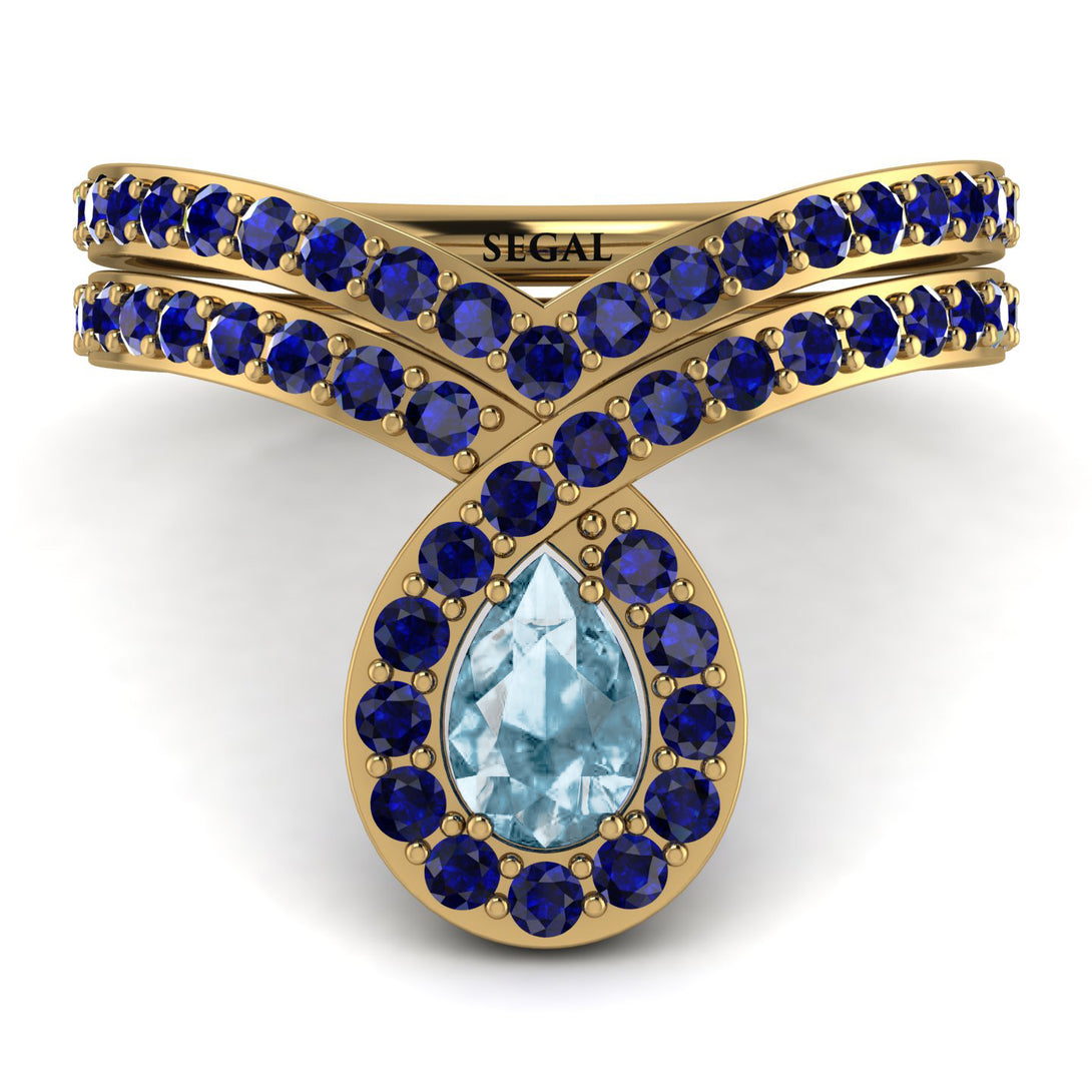 Aquamarine Pear Shape Stacking Bridal Set - Emilia No. 413