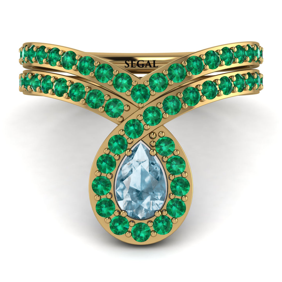 Aquamarine Pear Shape Stacking Bridal Set - Emilia No. 404