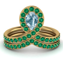 Aquamarine Pear Shape Stacking Bridal Set - Emilia No. 404 image 1