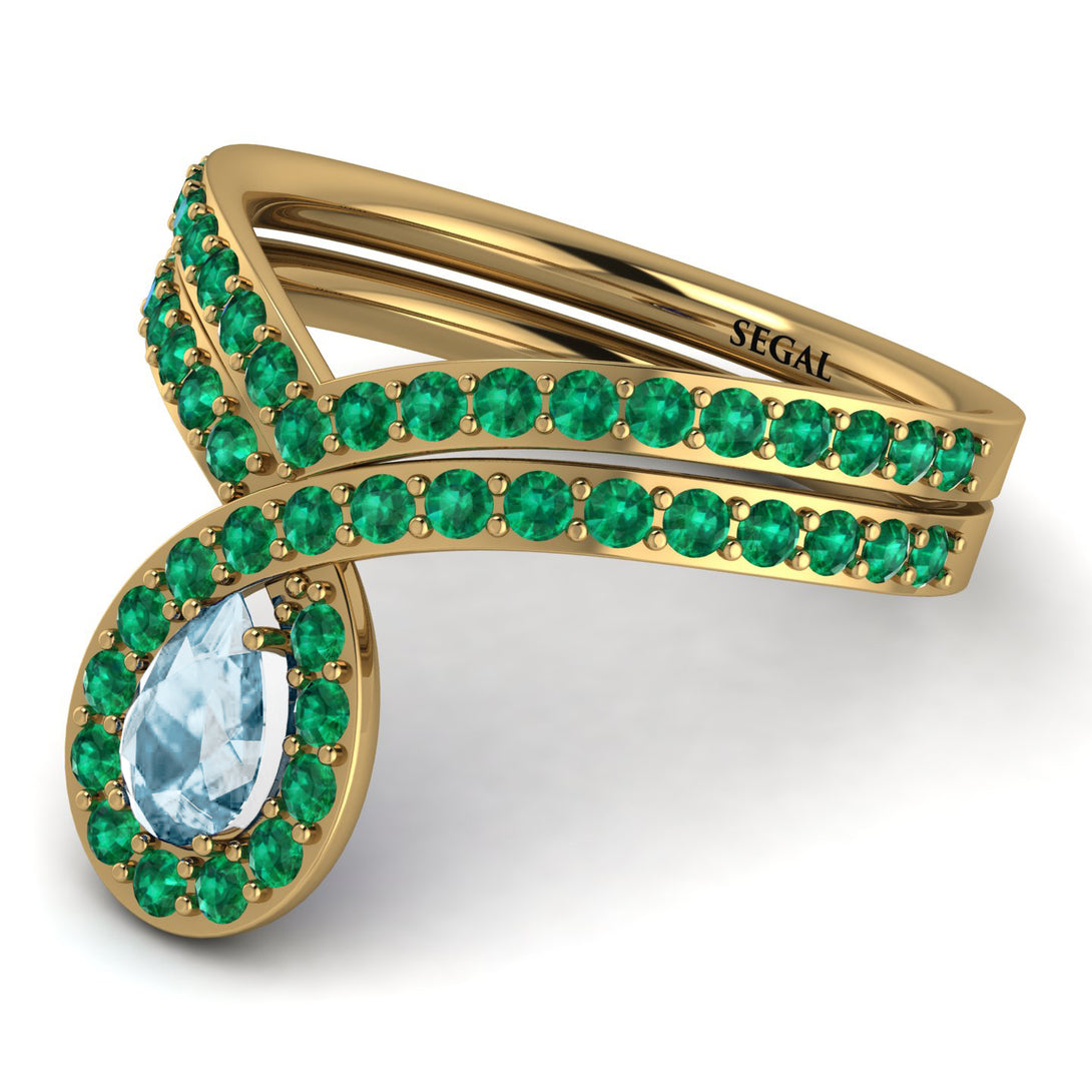 Aquamarine Pear Shape Stacking Bridal Set - Emilia No. 404