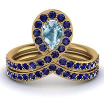 Aquamarine Pear Shape Stacking Bridal Set - Emilia No. 413 image 1