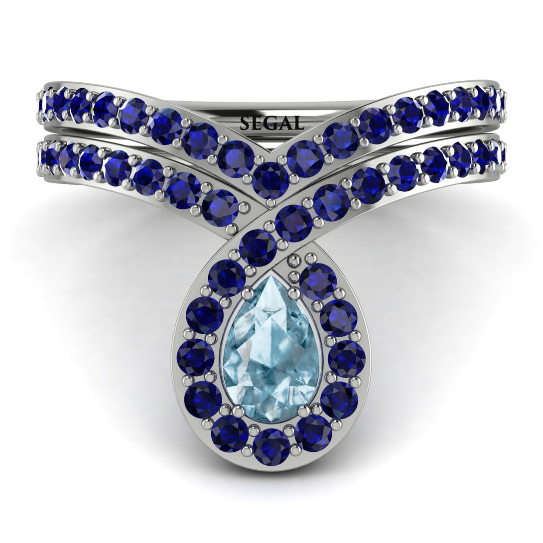Aquamarine Pear Shape Stacking Bridal Set - Emilia No. 415
