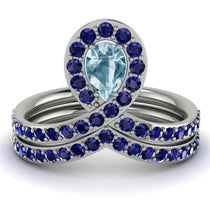 Aquamarine Pear Shape Stacking Bridal Set - Emilia No. 415 image 1