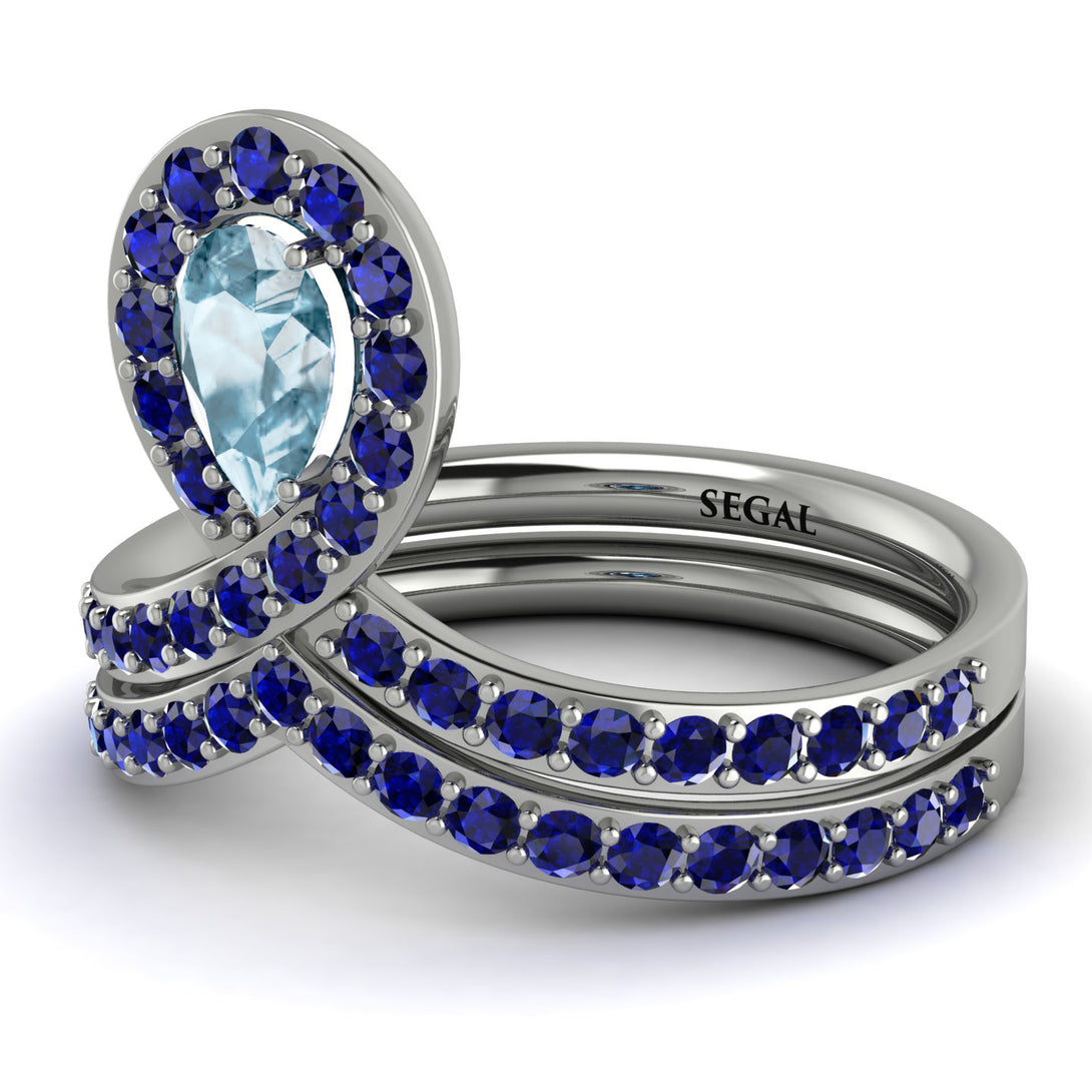 Aquamarine Pear Shape Stacking Bridal Set - Emilia No. 415