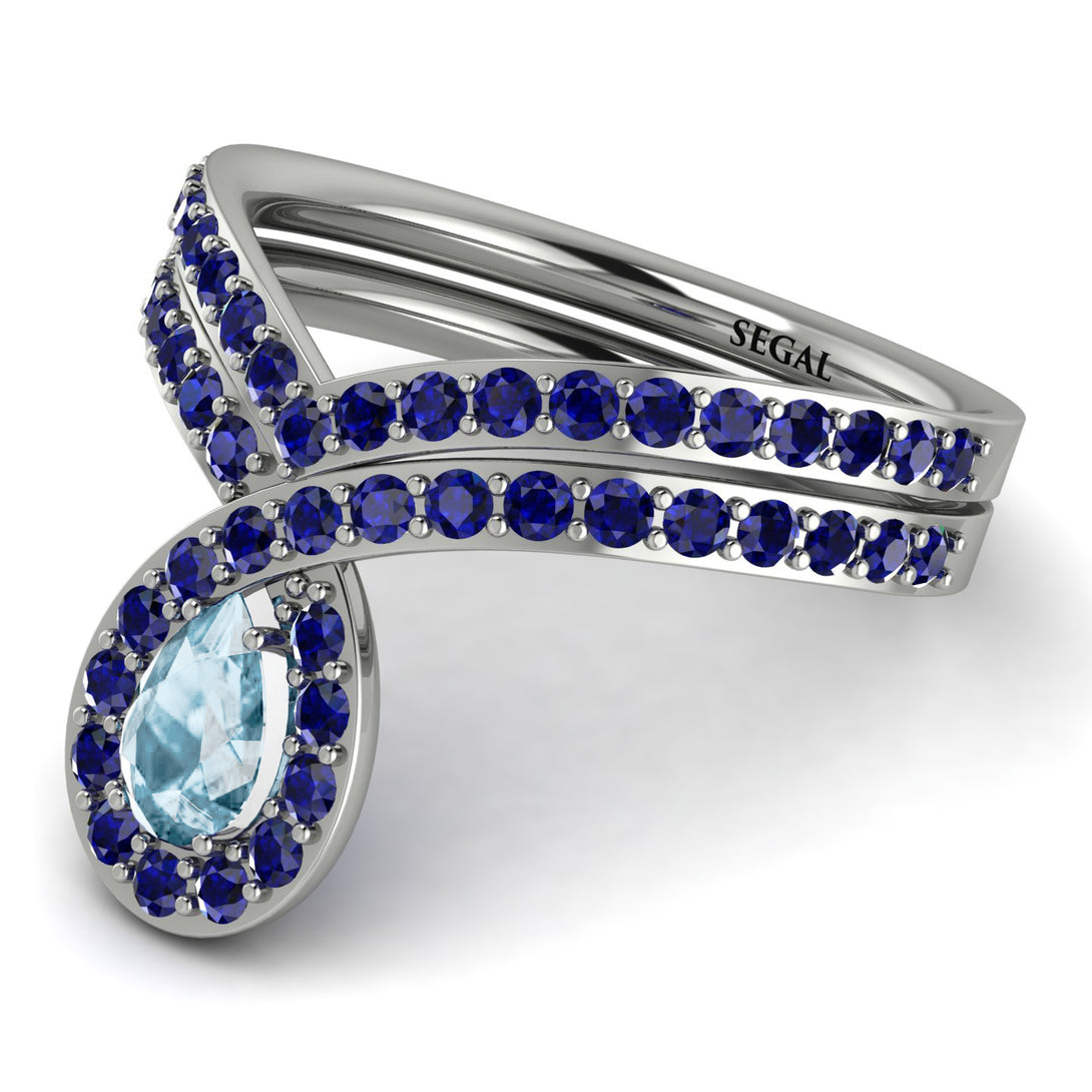 Aquamarine Pear Shape Stacking Bridal Set - Emilia No. 415