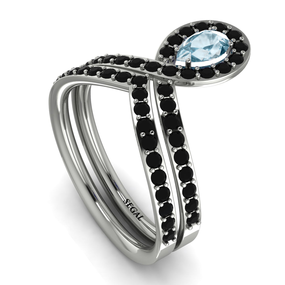 Aquamarine Pear Shape Stacking Bridal Set - Emilia No. 409