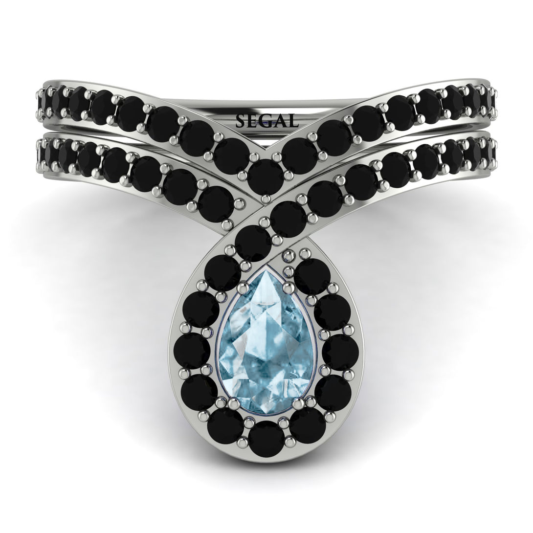 Aquamarine Pear Shape Stacking Bridal Set - Emilia No. 409