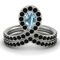 Aquamarine Pear Shape Stacking Bridal Set - Emilia No. 409 image 1