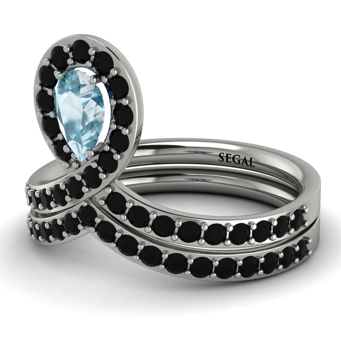 Aquamarine Pear Shape Stacking Bridal Set - Emilia No. 409