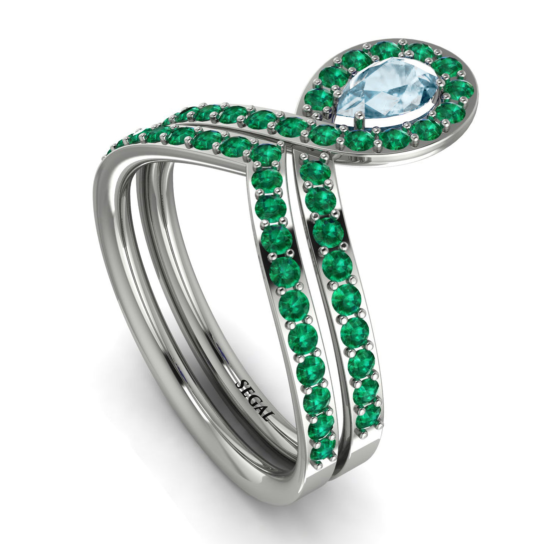 Aquamarine Pear Shape Stacking Bridal Set - Emilia No. 406