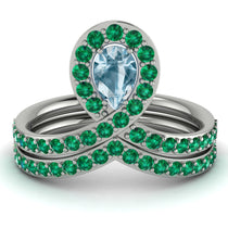 Aquamarine Pear Shape Stacking Bridal Set - Emilia No. 406 image 1