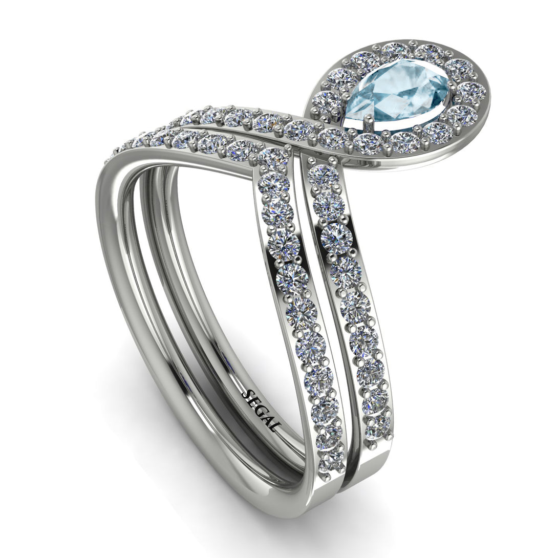 Aquamarine Pear Shape Stacking Bridal Set - Emilia No. 403