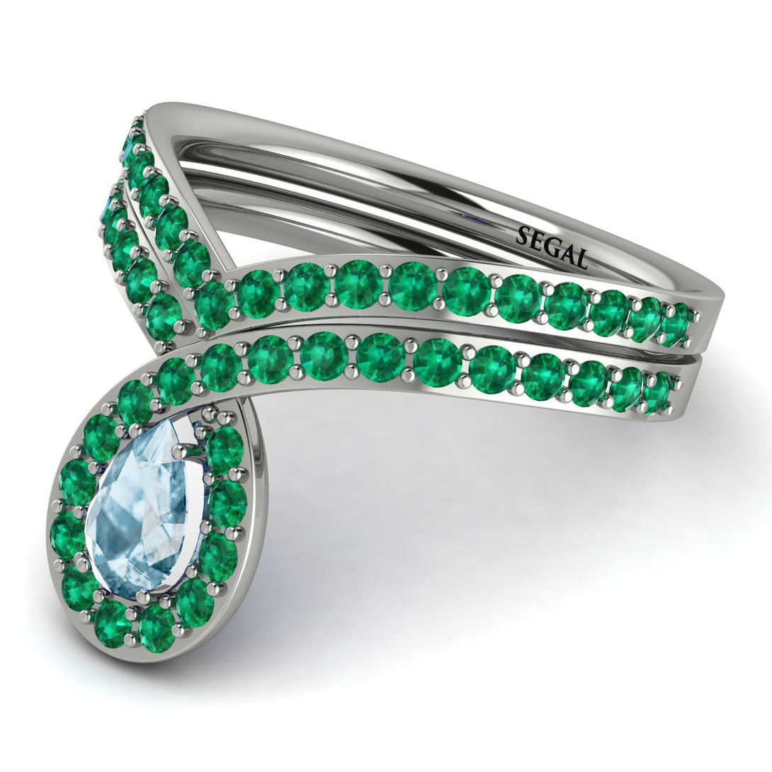 Aquamarine Pear Shape Stacking Bridal Set - Emilia No. 406