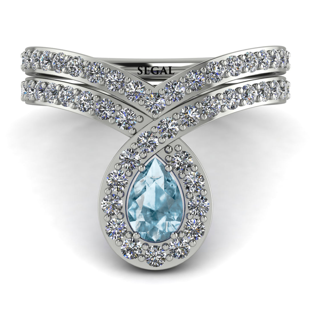 Aquamarine Pear Shape Stacking Bridal Set - Emilia No. 403
