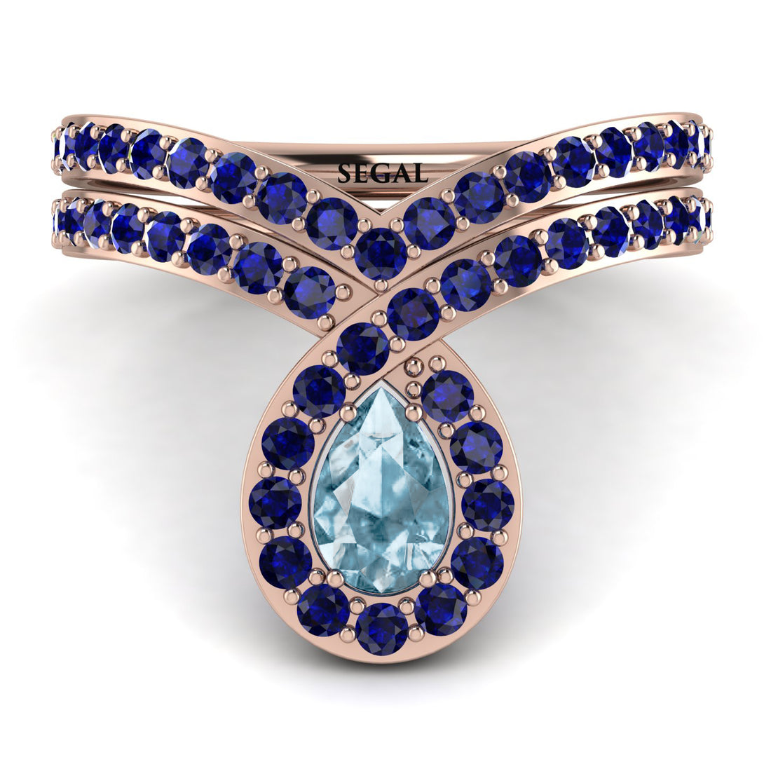 Aquamarine Pear Shape Stacking Bridal Set - Emilia No. 414