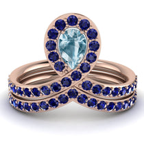 Aquamarine Pear Shape Stacking Bridal Set - Emilia No. 414 image 1