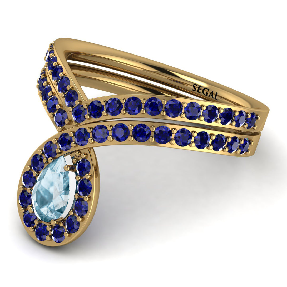 Aquamarine Pear Shape Stacking Bridal Set - Emilia No. 413