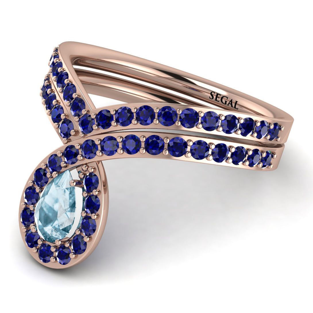 Aquamarine Pear Shape Stacking Bridal Set - Emilia No. 414