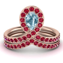 Aquamarine Pear Shape Stacking Bridal Set - Emilia No. 411 image 1