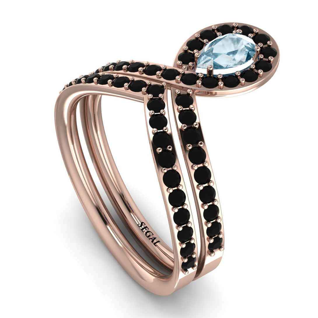 Aquamarine Pear Shape Stacking Bridal Set - Emilia No. 408