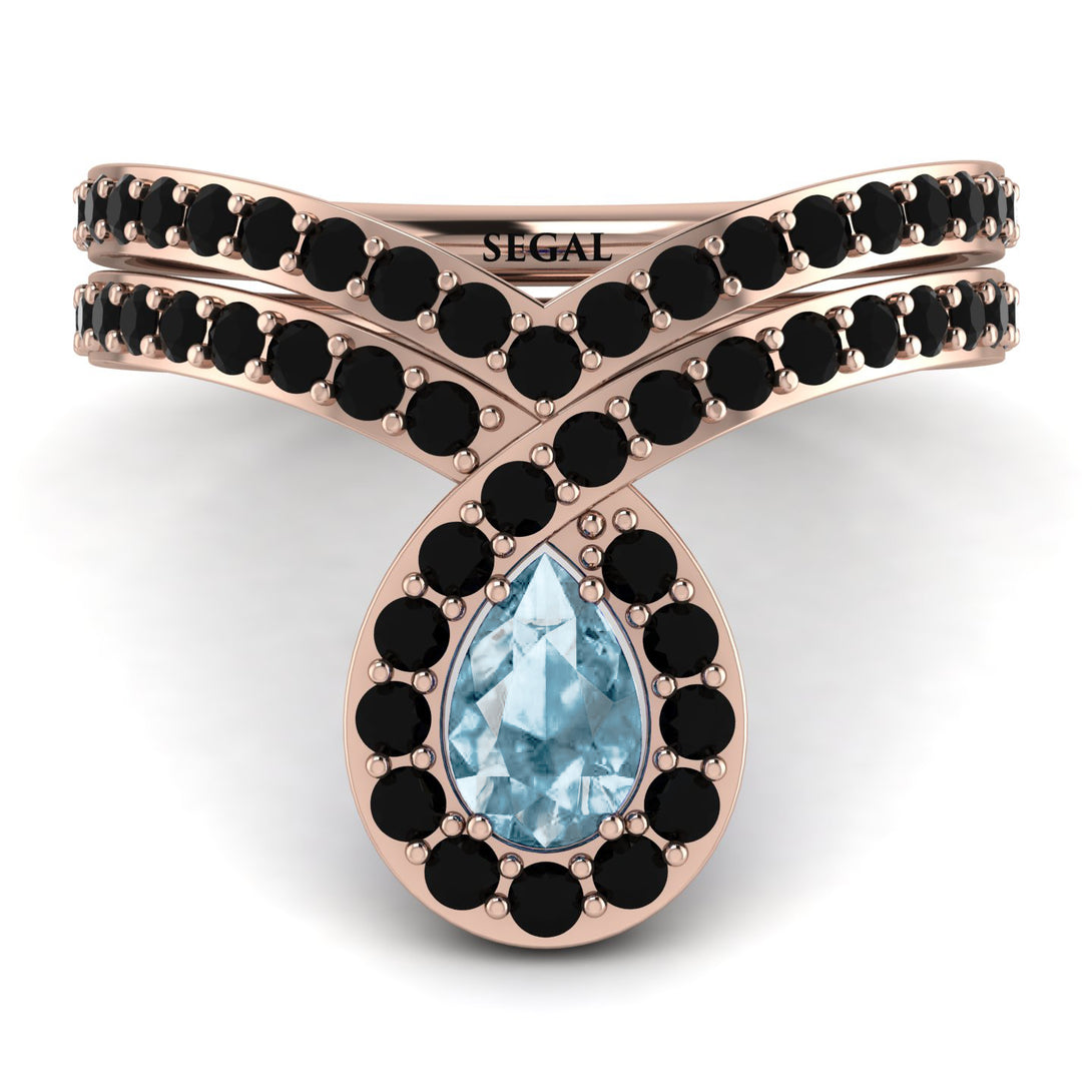 Aquamarine Pear Shape Stacking Bridal Set - Emilia No. 408