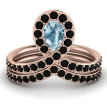Aquamarine Pear Shape Stacking Bridal Set - Emilia No. 408 image 1