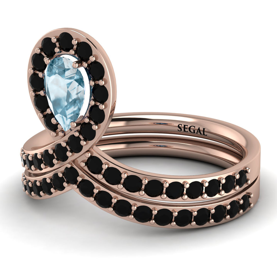 Aquamarine Pear Shape Stacking Bridal Set - Emilia No. 408