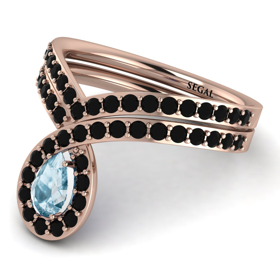 Aquamarine Pear Shape Stacking Bridal Set - Emilia No. 408