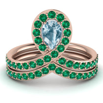 Aquamarine Pear Shape Stacking Bridal Set - Emilia No. 405 image 1