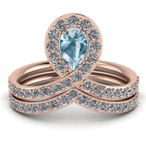 Aquamarine Pear Shape Stacking Bridal Set - Emilia No. 402 image 1