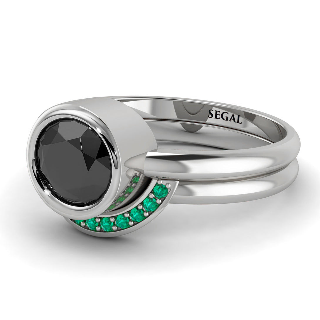 Bezel Black Diamond Bridal Set - Emerson No. 24