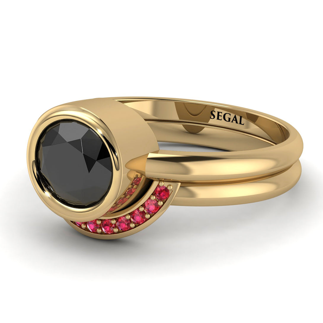 Bezel Black Diamond Bridal Set - Emerson No. 52