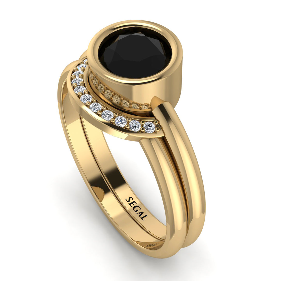 Bezel Black Diamond Bridal Set - Emerson No. 7